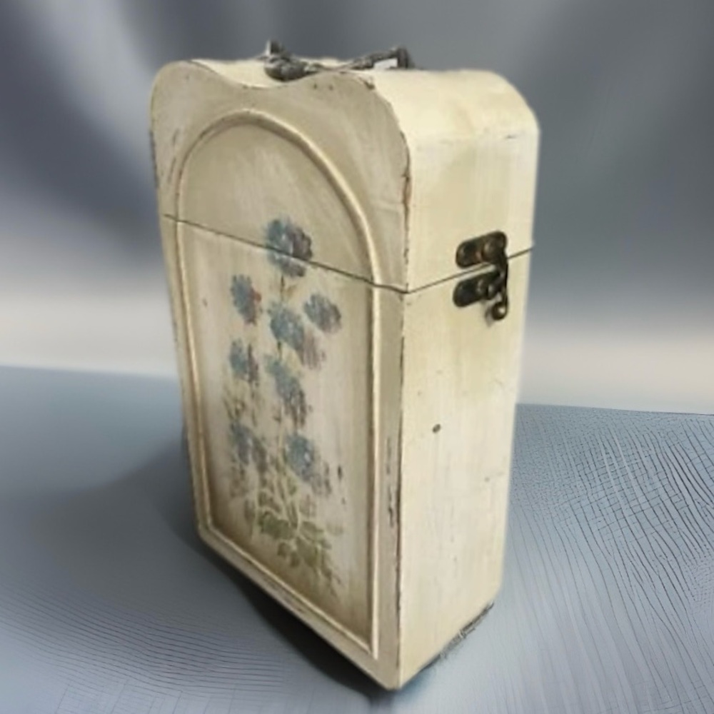 Vintage Two Bottle Wood Decorative Wine Carrier Lid & Handle 14”